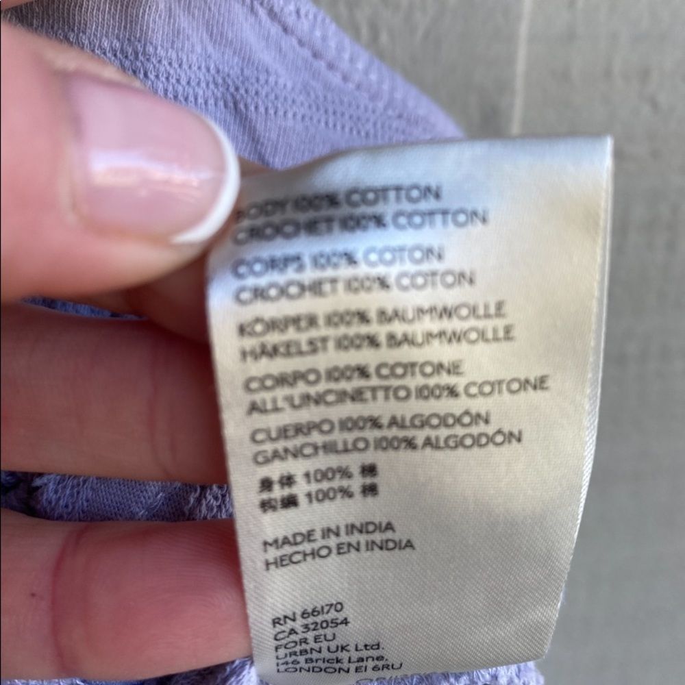 NWOT - Free People Lilac Crochet Drawstring Crop Top Size: L - Picture 9 of 10